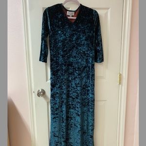 Vintage 90s y2k velvet blue/red shift maxi dress LOOSE fit